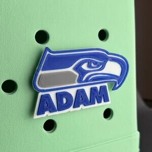 Personalized Seattle Seahawks Bogg Bag Name Tag, Seahawks Bogg Bag Charms